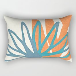 Mid Century Nature Print / Teal and Orange Rectangular Pillow