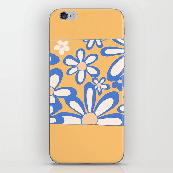 FlowerPower - Yellow Blue Colourful Retro Minimalistic Art Design Pattern iPhone Skin