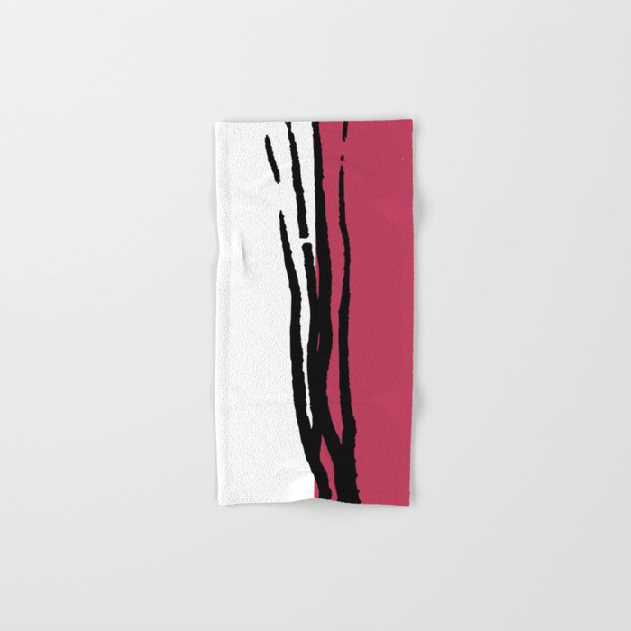 Abstract Line Art Black White Viva Magenta Hand & Bath Towel