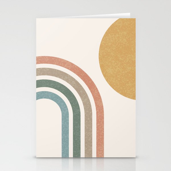 Mid Century Colorful Sun & Rainbow Stationery Cards