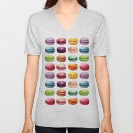 Macaroons in pop color. Delicious French Desserts. V Neck T Shirt