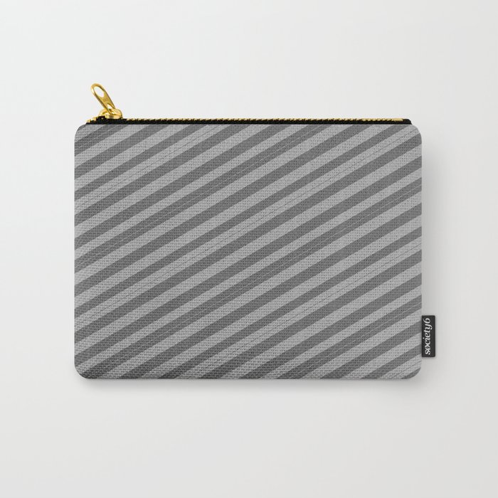 Dark Grey and Dim Gray Colored Lined Pattern Carry-All Pouch