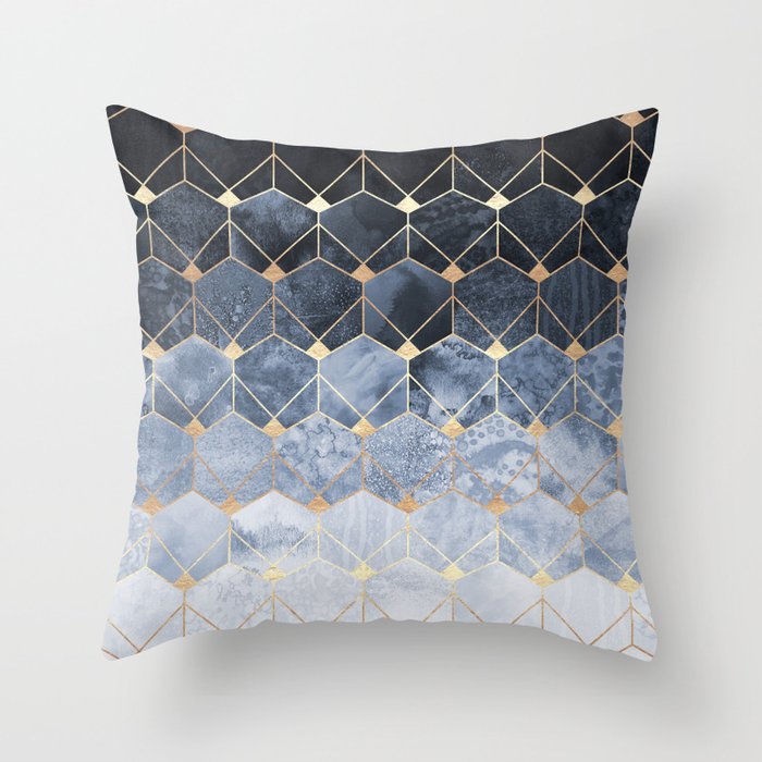 Blue Hexagons And Diamonds Throw Pillow by ...