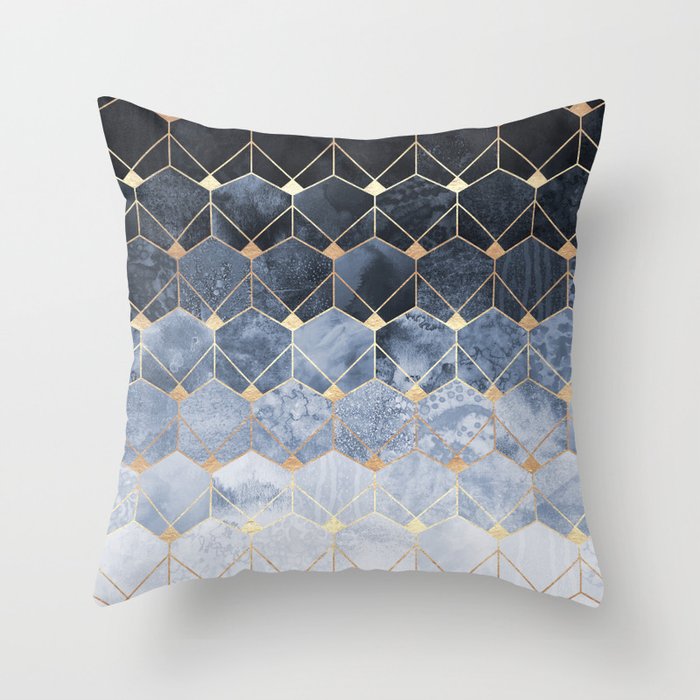 Blue Hexagons And Diamonds Throw Pillow