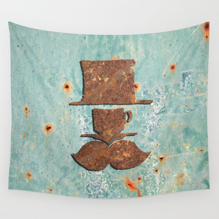 Rusty coffee shop sign Wall Tapestry