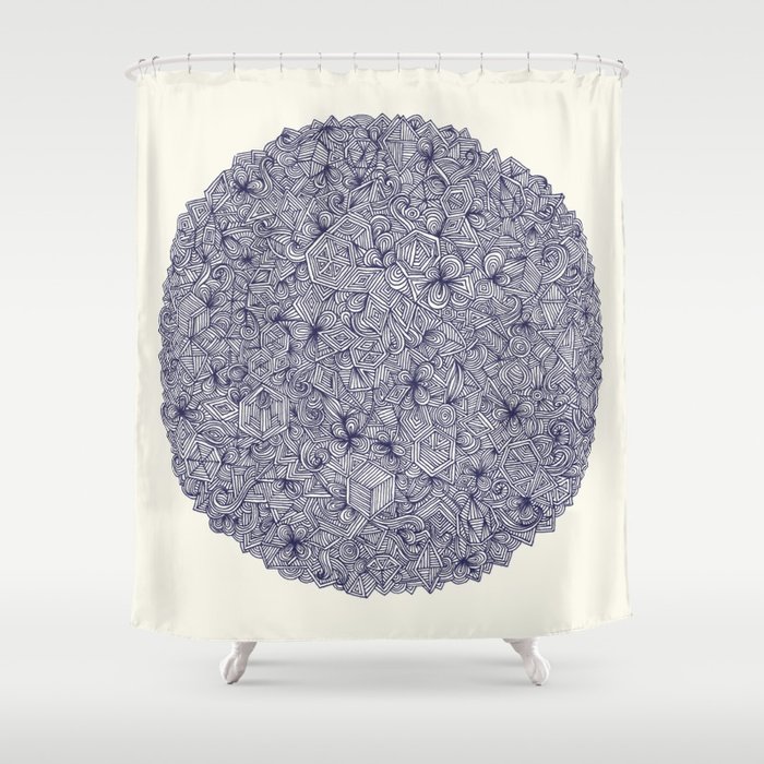 Held Together A Pattern Of Navy Blue Doodles Shower Curtain By