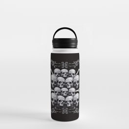 Skulls and Filigree - Black and White Water Bottle