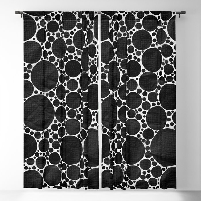 Modern Black And White Textured Bubble Design Blackout Curtain By
