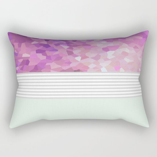 Pink Dreams on grey stripes Rectangular Pillow