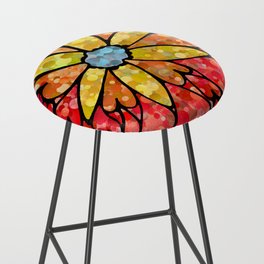 Love In Bloom - Bright Colorful Red And Yellow Flower Hearts Bar Stool