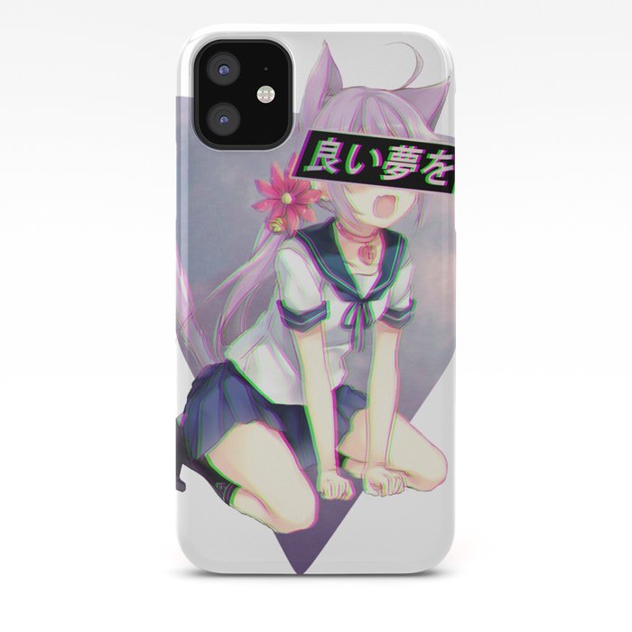 Cat Girl Neko Glitch Sad Japanese Anime Aesthetic Iphone Case By