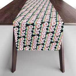 Scorpio Trendy Rainbow Text Pattern (Black) Table Runner