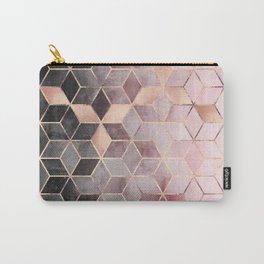Pink And Grey Gradient Cubes Carry-All Pouch