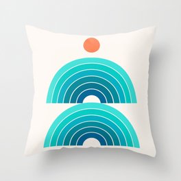 Abstraction_BLUE_WAVE_OCEAN_SUN_ART_Minimalism_008A Throw Pillow