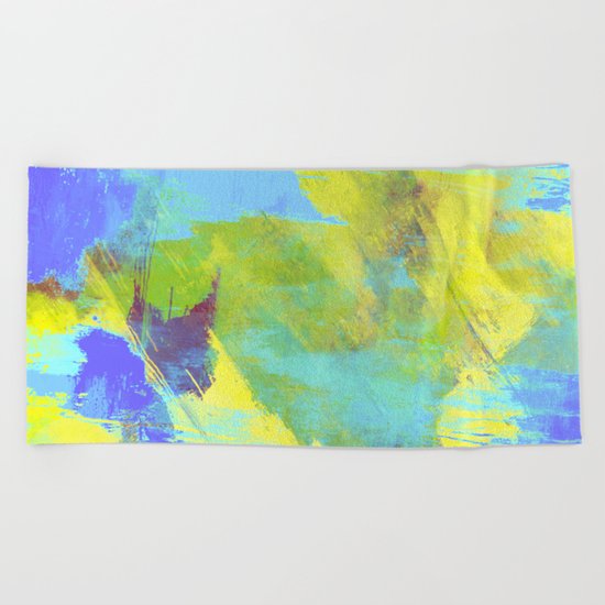 Hint Of Summer - Abstract, textured painting Beach Towel
