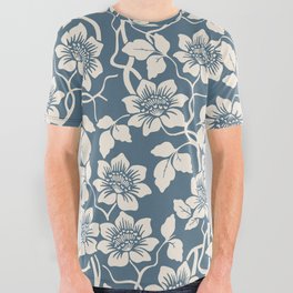 Heritage Floral Pattern Avio All Over Graphic Tee
