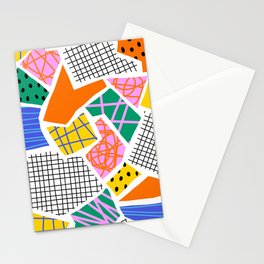 Abstract colorful collage shape print pattern Stationery Card