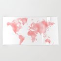 Pink Shiny Metal Foil Rose Gold World Map Rectangular