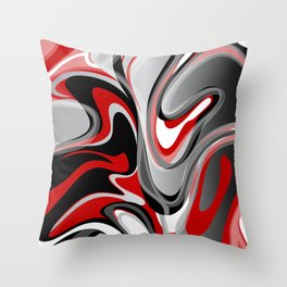 Liquify - Red, Gray, Black, White Throw Pillow