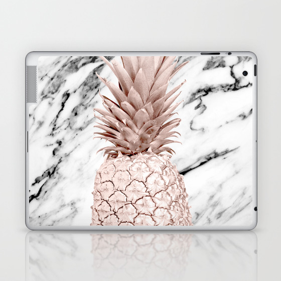 Gold Pineapple Pattern Navy Blue by Simple Luxe by Nature Magick on Laptop Sleeve