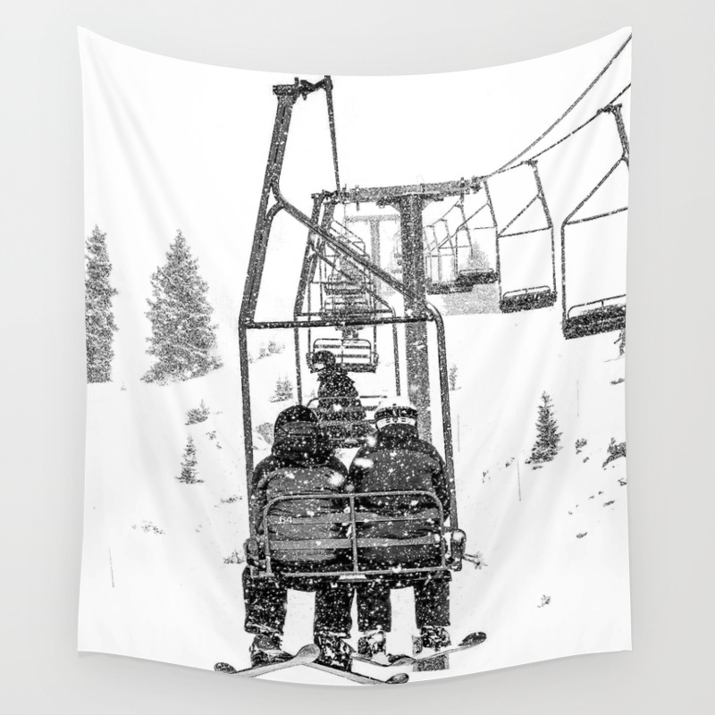 Snow Lift Ski Chair Lift Colorado Mountains Black And White