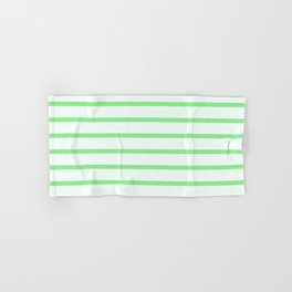 [ Thumbnail: Mint Cream & Light Green Colored Pattern of Stripes Hand & Bath Towel ]
