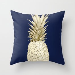 Pineapple Pineapple Gold on Navy Blue Throw Pillow