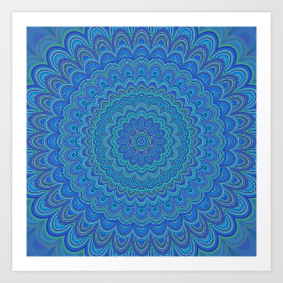 Blue flower mandala Art Print