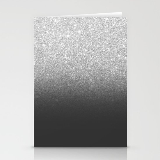 Modern Faux Silver Glitter Ombre Grey Black Color Block