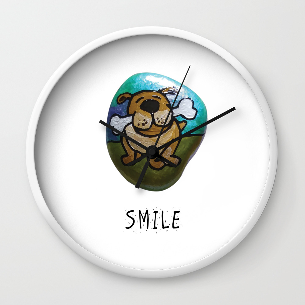 Smile Rock Cute Puppy With Bone Rock Painting By