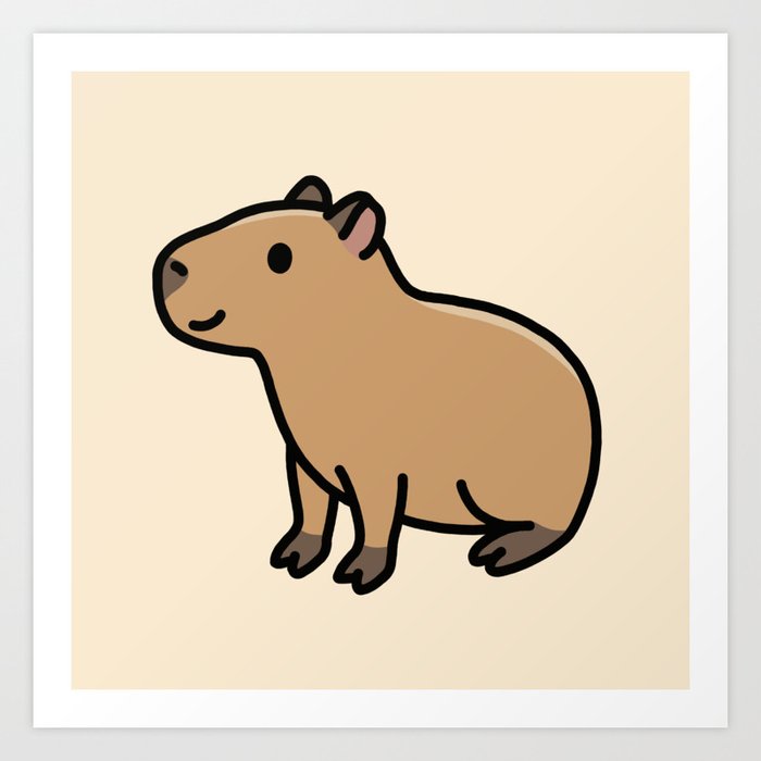 Capybara Art Print Available in 4x6 5x7 and 8x10 Sizes -   Рисунки  животных, Милые рисунки, Капибара