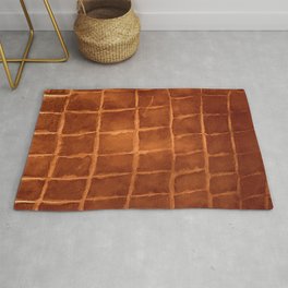 Tobacco-Brown Vintage Leather Textured Pattern Rug