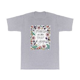 Comparison is the Thief of Joy T Shirt | Flower, Pink, Quote, Orange, Cursive, Watercolor, Saying, Digital, Leaves, Line 