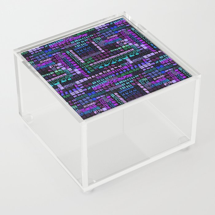 purple teal vibrant ink marks hand-drawn collection Acrylic Box