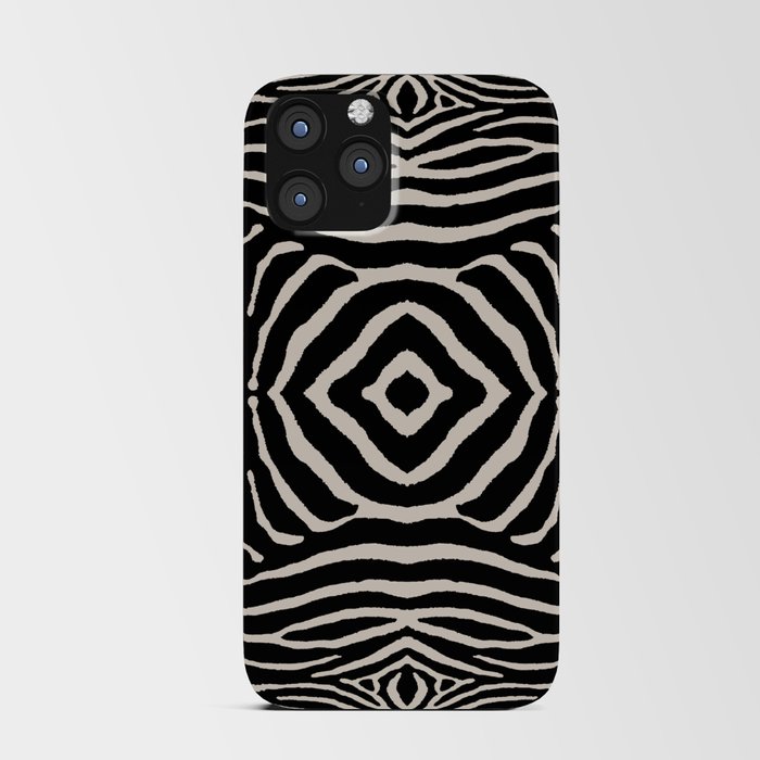 Zebra Wild Animal Print 724 Black and Linen White iPhone Card Case