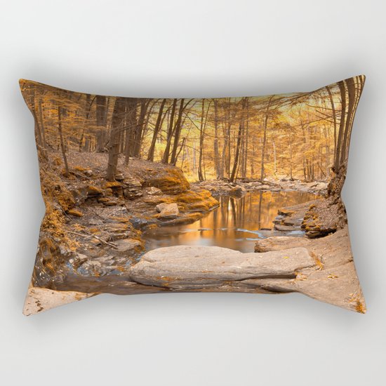 Worlds End Forest Stream - Gold Rapture Rectangular Pillow