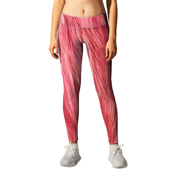 Pink Feather Texture Leggings