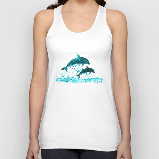 Dolphins, navy blue Unisex Tank Top