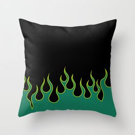 Green Flames Throw Pillow