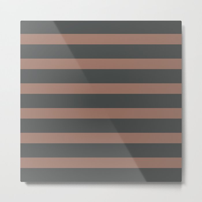 Brown Chocolate Stripes on Gray Background Metal Print