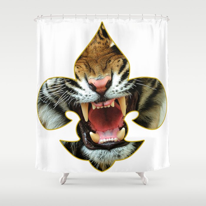 Lsu Tiger Fleur De Lis Shower Curtain, Lsu Tigers Shower Curtain