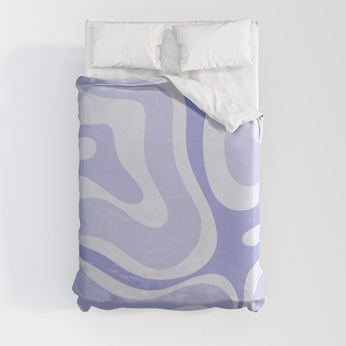 Modern Retro Liquid Swirl Abstract in Light Lavender Purple Duvet Cover