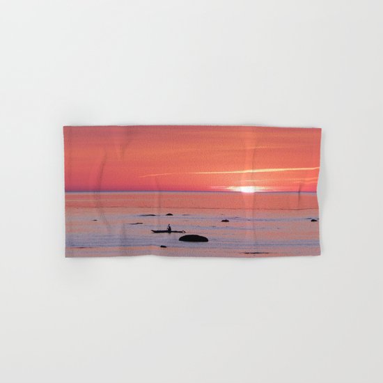 Kayaker and Bird at Last Light Hand & Bath Towel