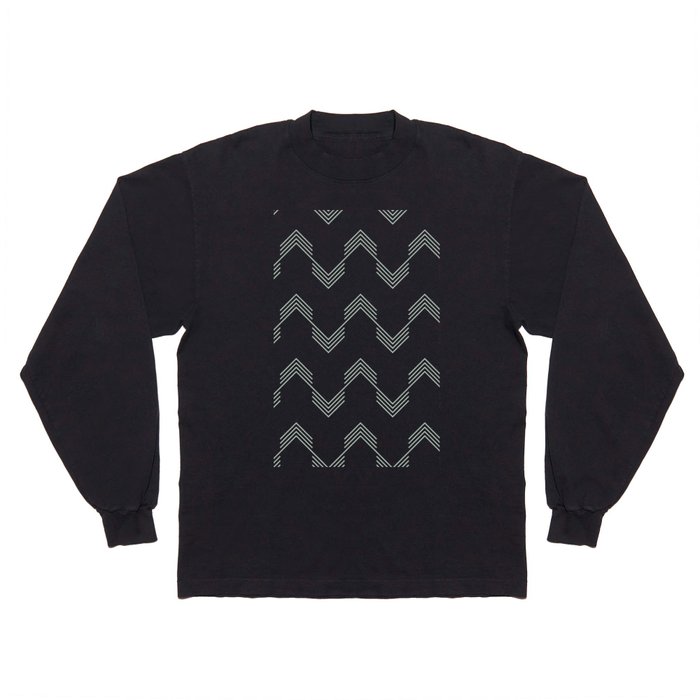 Deconstructed Chevron in Pastel Cactus Green on White Long Sleeve T Shirt
