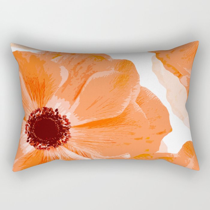 Beautiful Coral Color Flowers White Background #decor #society6 #buyart Rectangular Pillow