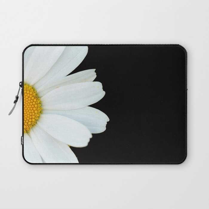 Hello Daisy - White Flower Black Background #decor #society6 #buyart Laptop Sleeve