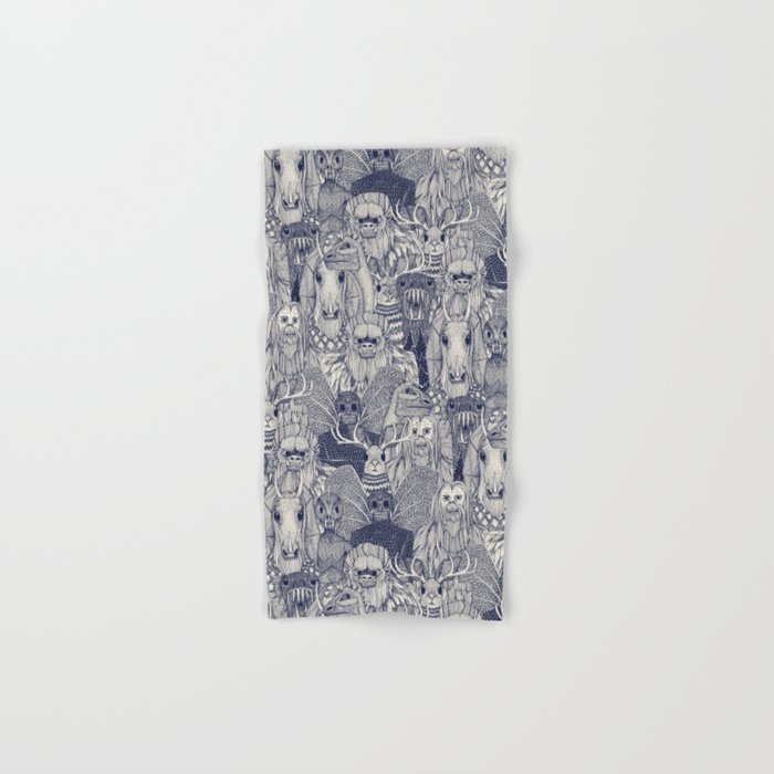 cryptid crowd blue off white Hand & Bath Towel