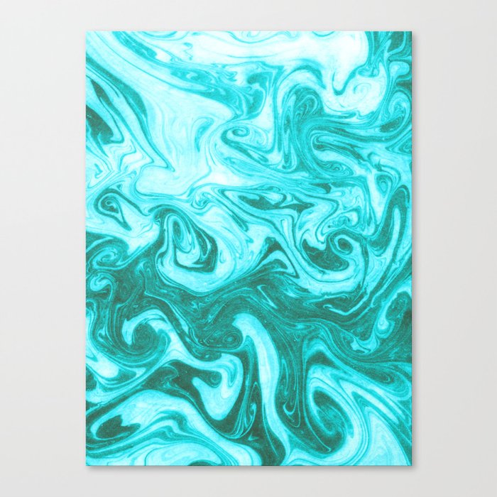 Bonshu Spilled Ink Turquoise Marble Painting Abstract Japanese