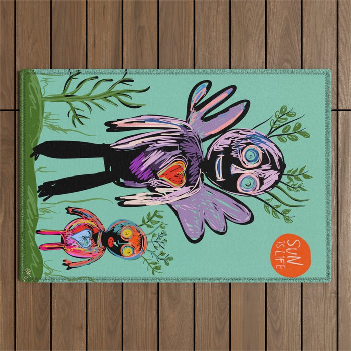 Spirits of Nature Graffiti Art by Emmanuel Signorino  Outdoor Rug