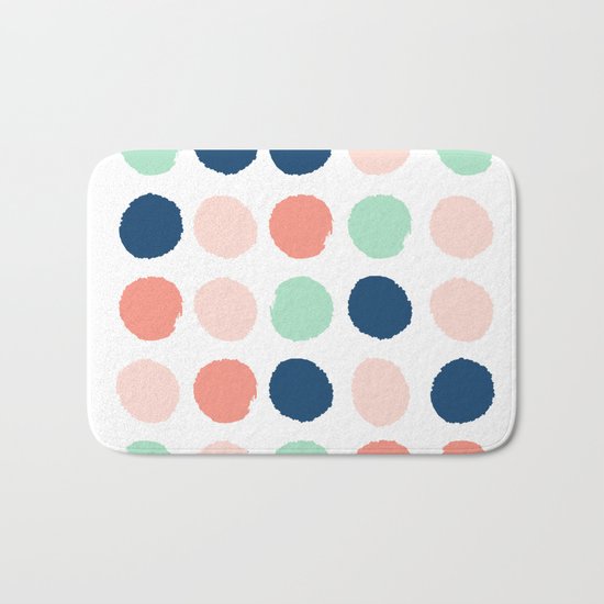 Painted dots pattern minimal basic nursery decor home trends colorful art Bath Mat